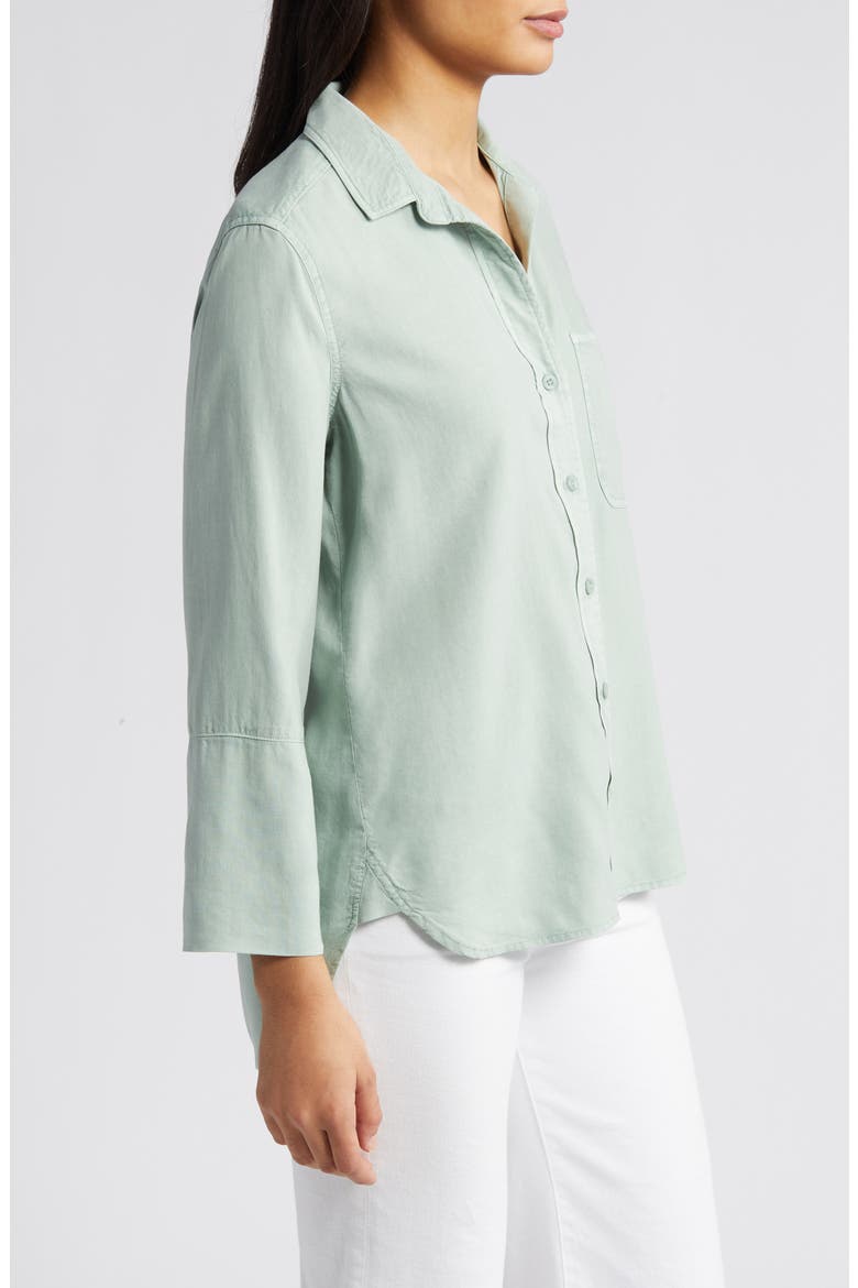 Shirttail Button-Up Shirt, Alternate, color, OASIS GREEN