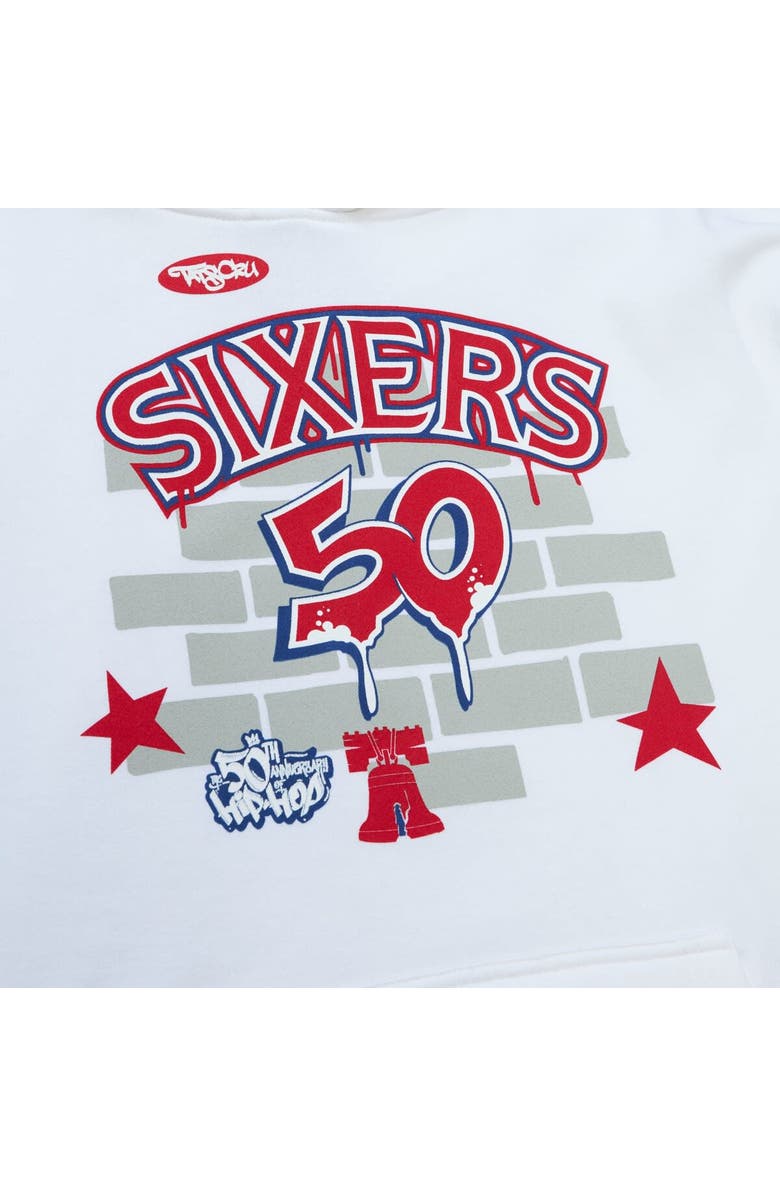 Mitchell & Ness Men's Mitchell & Ness x Tats Cru White Philadelphia 76ers Hardwood Classics Brick Pullover Hoodie, Alternate, color, White
