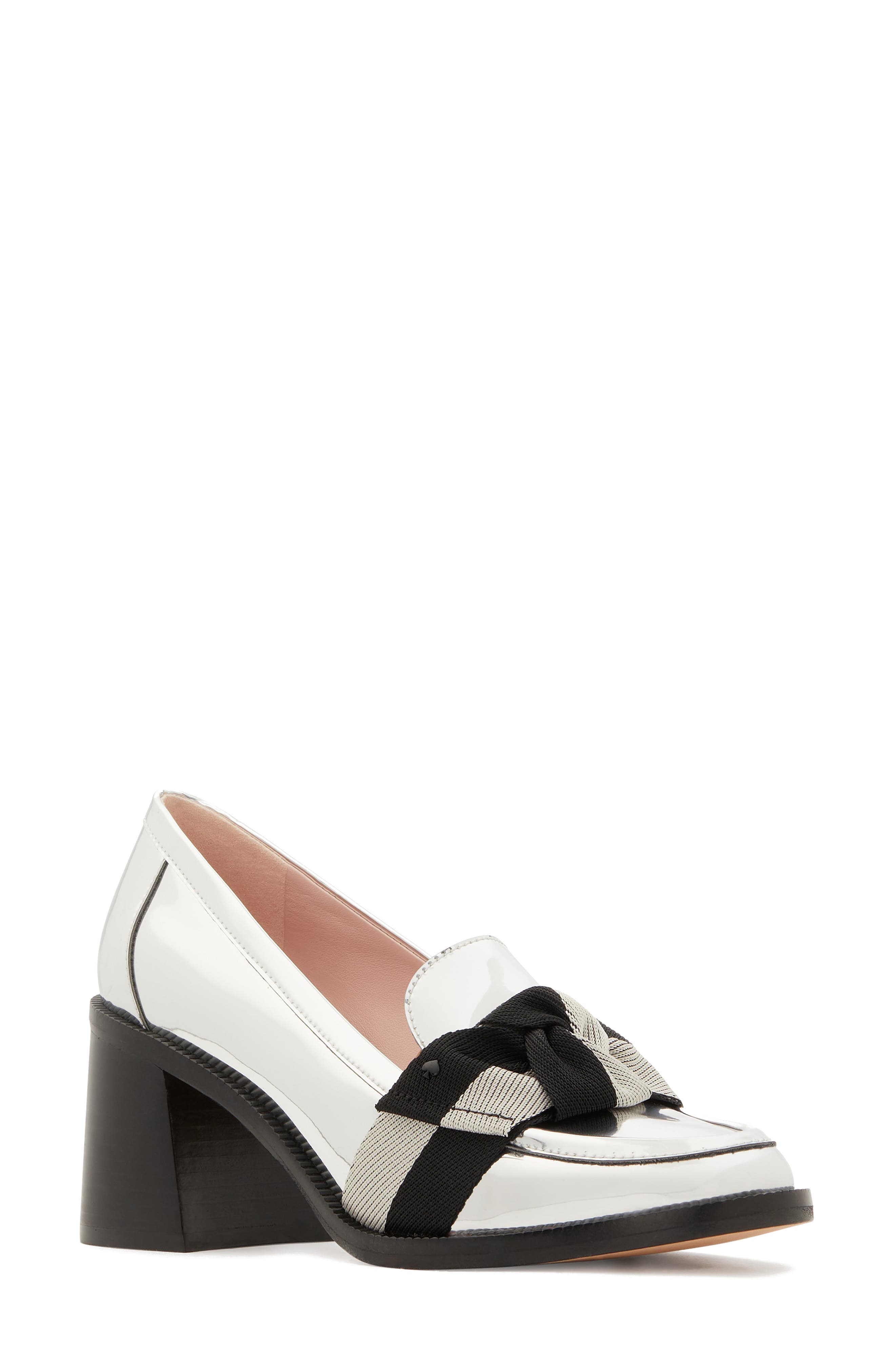 Kate Spade New York leandra block heel loafer, Main, color, Silver