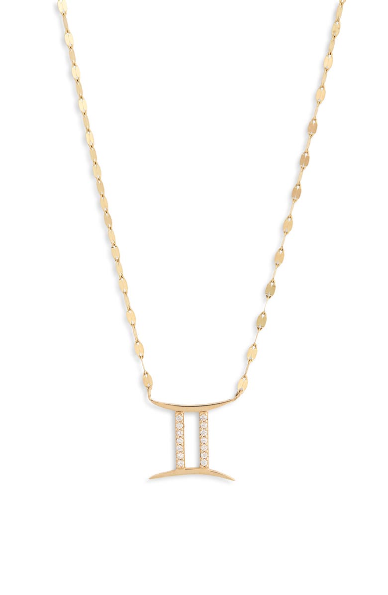 LANA 14K Gold Diamond Zodiac Gemini Pendant Necklace - 0.112ct., Main, color, 