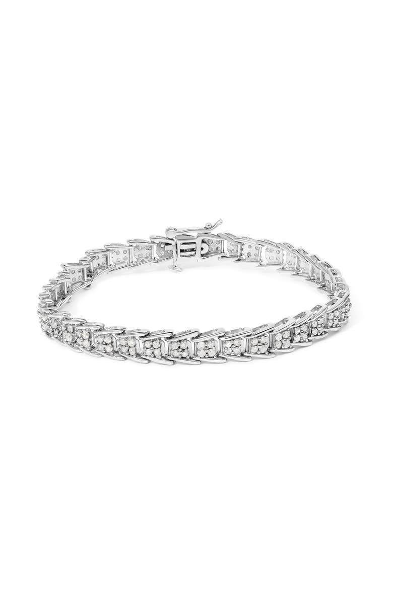 10k White Gold 2 cttw Diamond Fan-Shaped Link Tennis Bracelet - ", Main, color, White