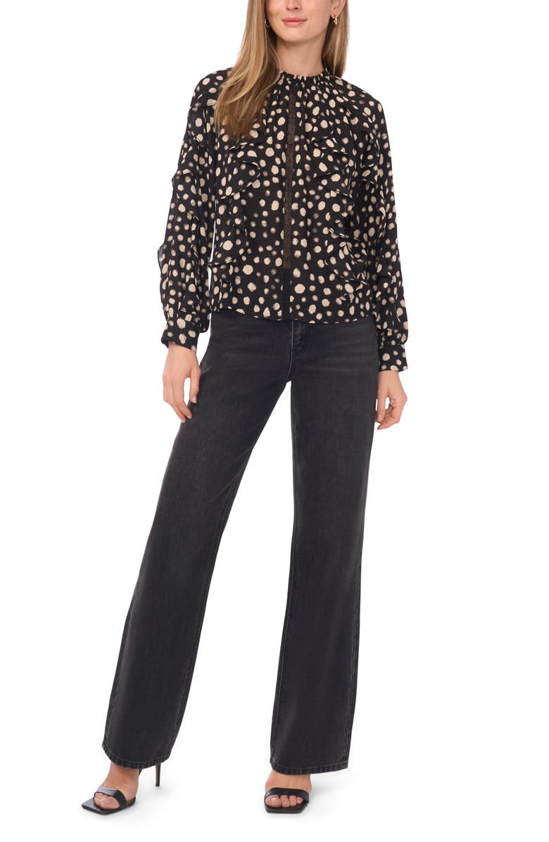 Halogen<sup>®</sup> Ruffle Woven Top, Alternate, color, Rich Black