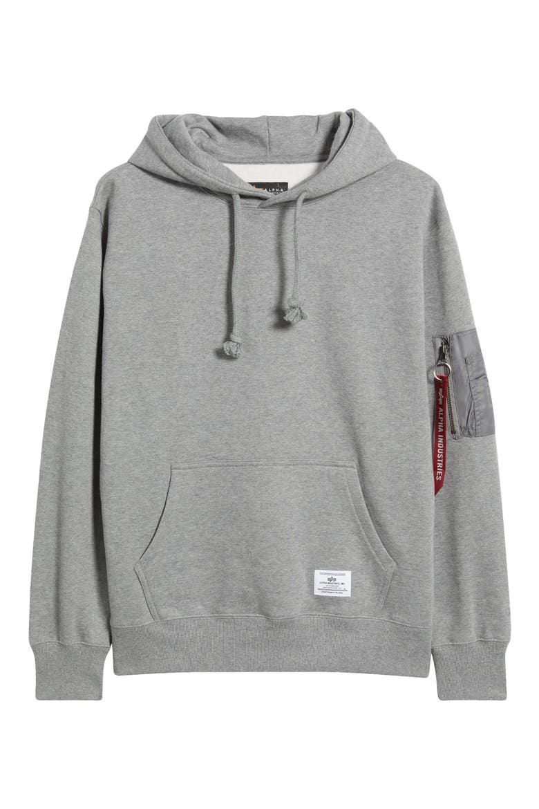 Utility Pocket Cotton Fleece Hoodie, Alternate, color, MEDIUM CHARCOAL HEATHER
