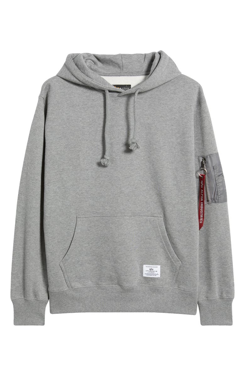 Alpha Industries Utility Pocket Cotton Fleece Hoodie, Alternate, color, Medium Charcoal Heather