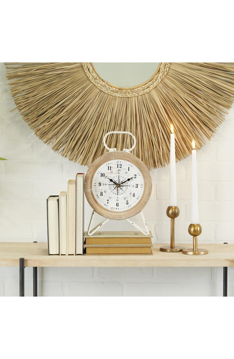 WILLOW ROW Eclectic Brown Metal Clock, Alternate, color,