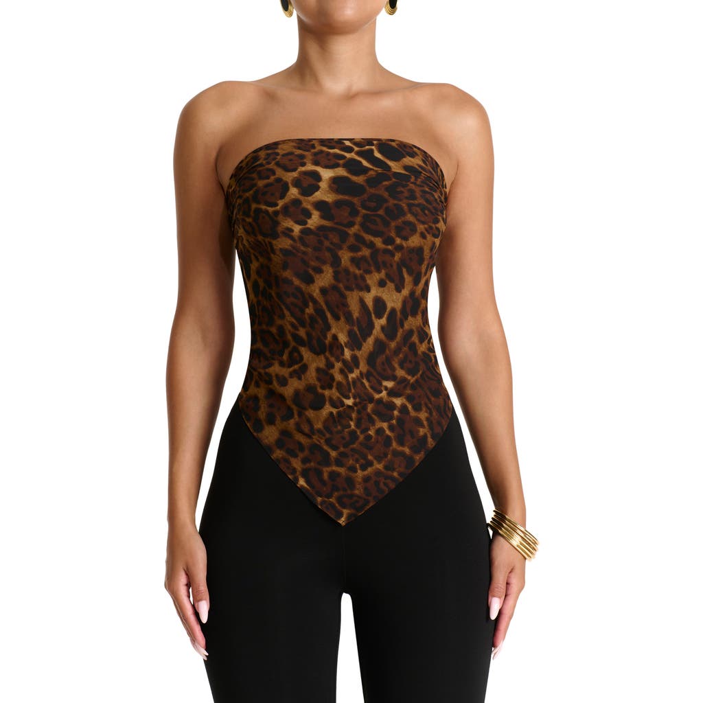Naked Wardrobe Leopard Print Scarf In Gold