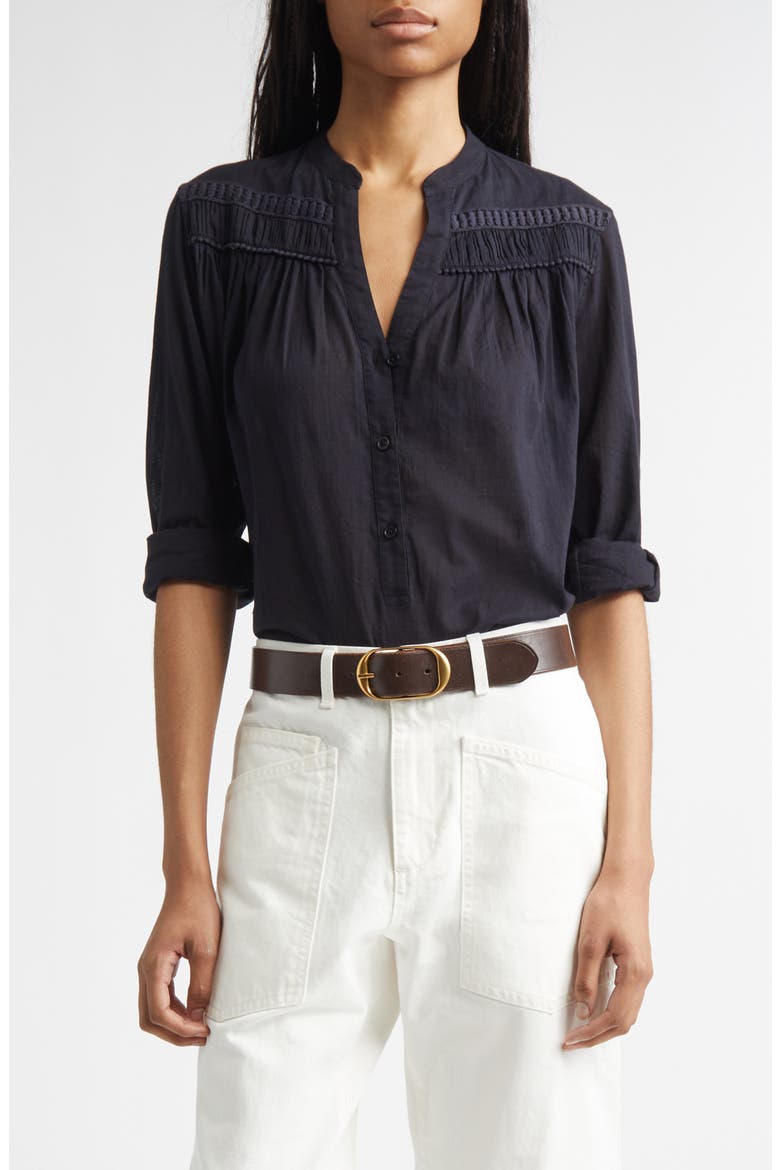 Clarys Shirred Yoke Top, Main, color, MIDNIGHT