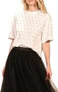 Isaac Mizrahi New York Rhinestone Stretch Cotton T-Shirt