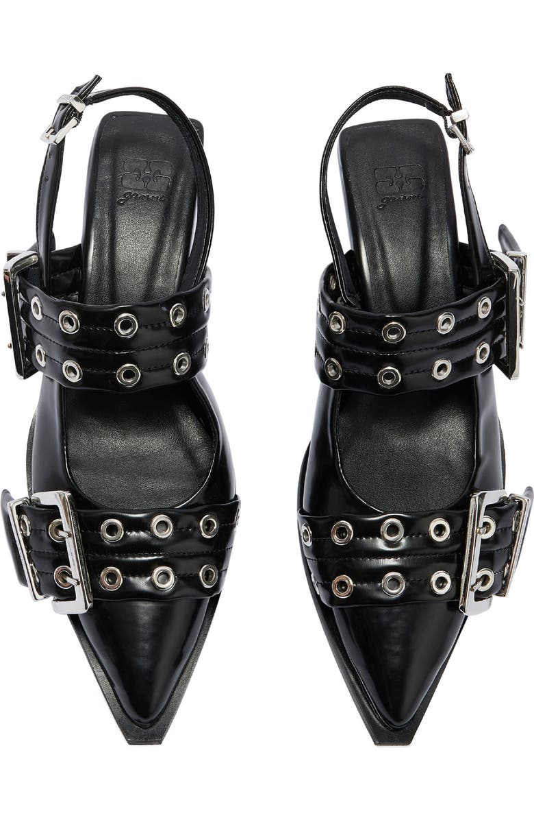 Ganni Pointed Toe Slingback Pump, Alternate, color, Black