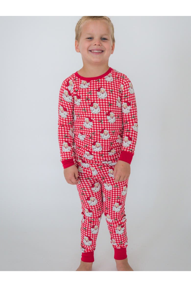 Long Sleeve Pajama Set, Alternate, color, Red Dear Santa