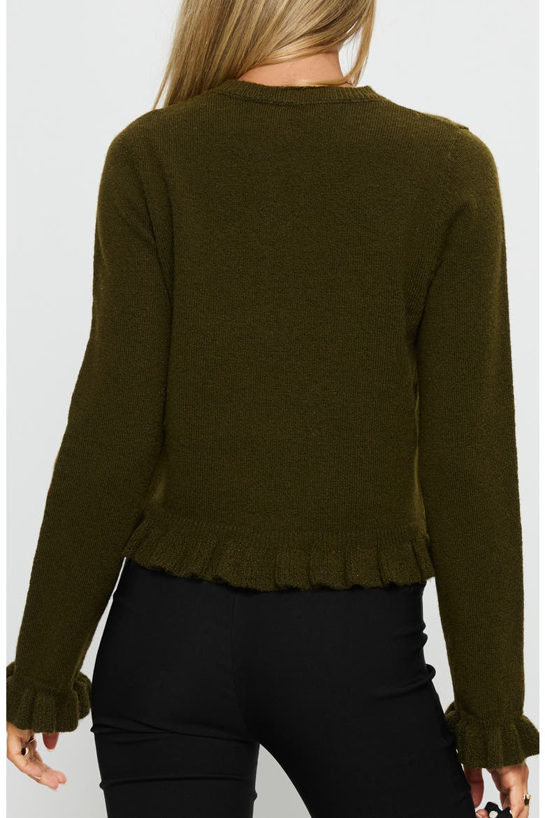 Inclination Ruffle Cardigan, Alternate, color, MOSS
