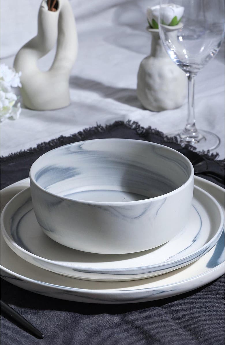 Stone Lain Brighton Porcelain 16-Piece Dinnerware Set, Alternate, color, Gray