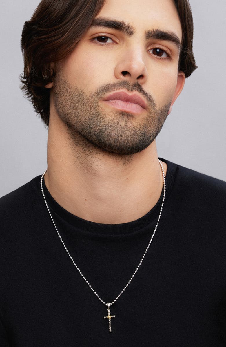 LAGOS Men's Anthem Two-Tone Caviar Beaded X Cross Amulet, Alternate, color, Two-Tone