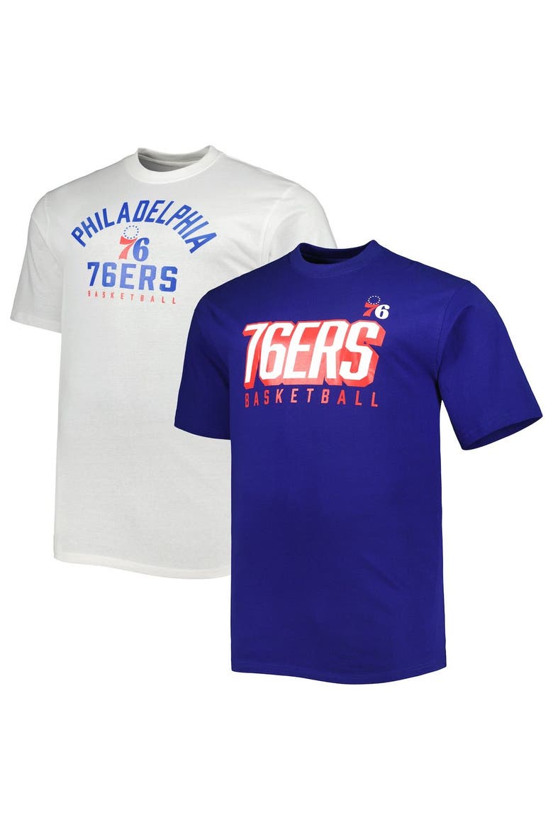 Men's Fanatics Branded Royal/White Philadelphia 76ers Big & Tall Two-Pack T-Shirt Set, Main, color, Royal