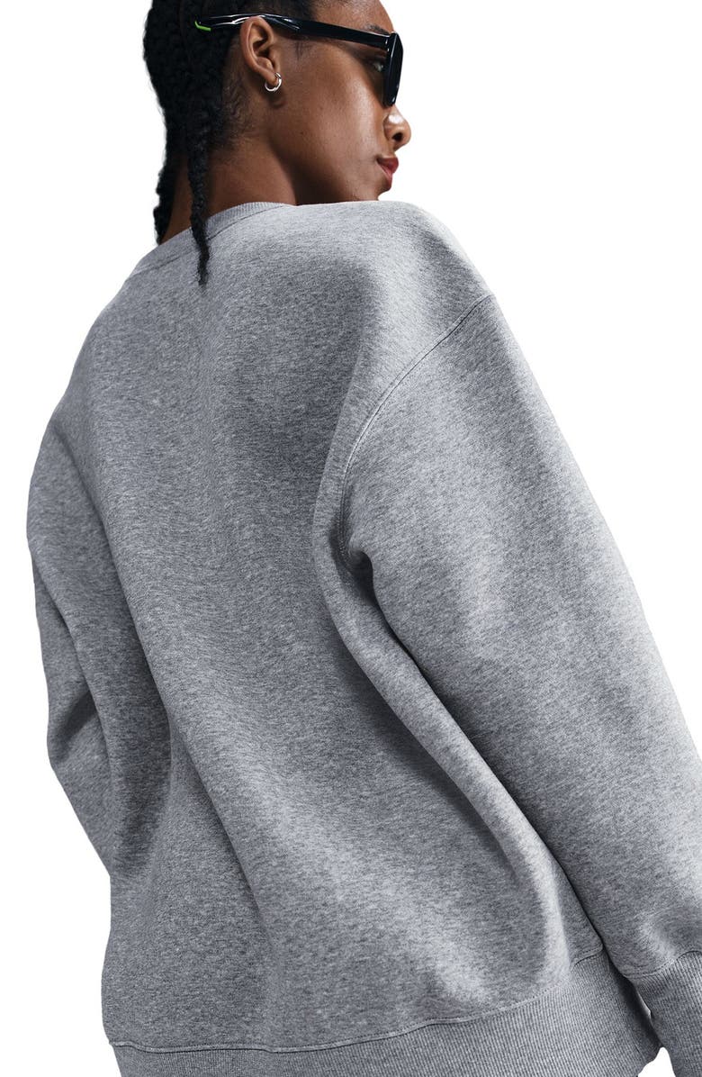 Nike Phoenix Fleece Oversize Crewneck Sweatshirt, Alternate, color, 063 Dark Grey Heather/Sail