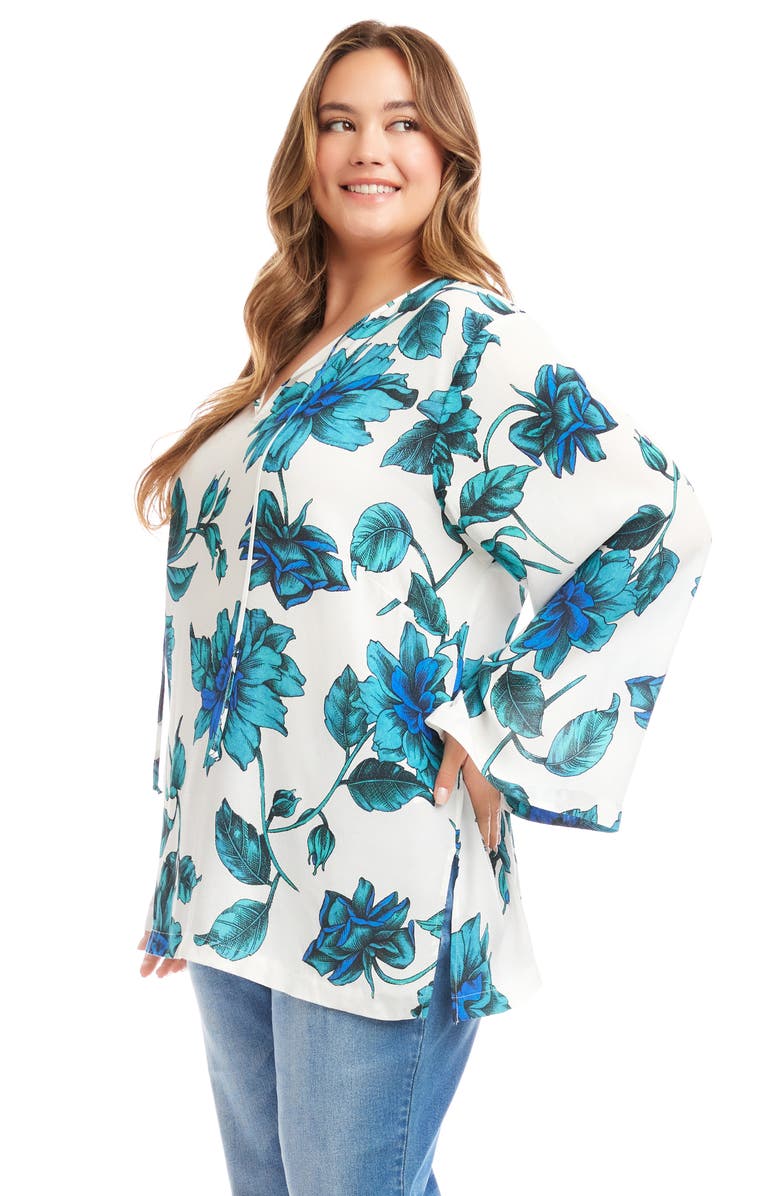 Karen Kane Floral Tie Neck Side Slit Tunic, Alternate, color, Floral Print
