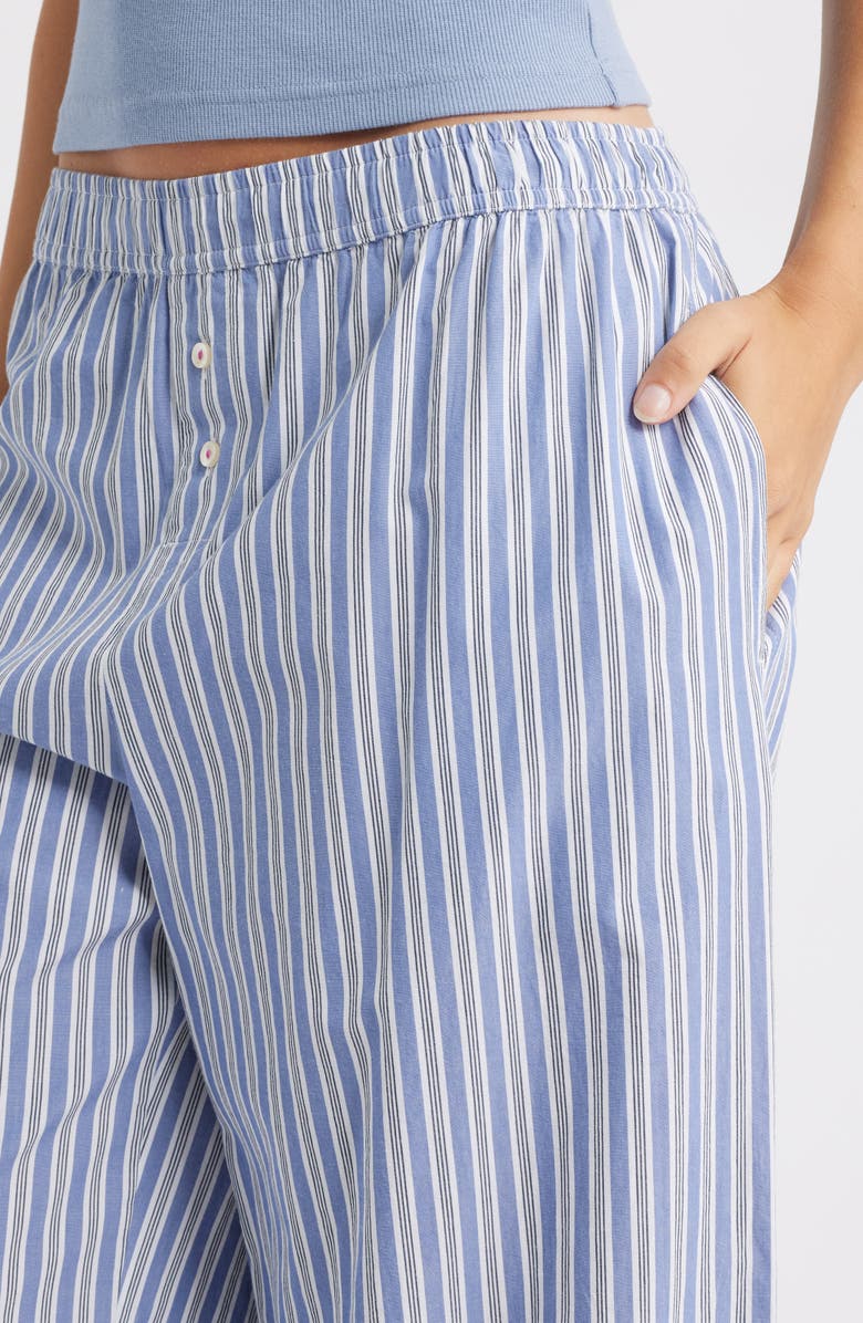 Open Edit Cotton Boxer Sleepwear Pants, Alternate, color, Blue Tempest Kristen Stripe