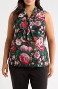 Tahari ASL Tie Front Sleeveless Top
