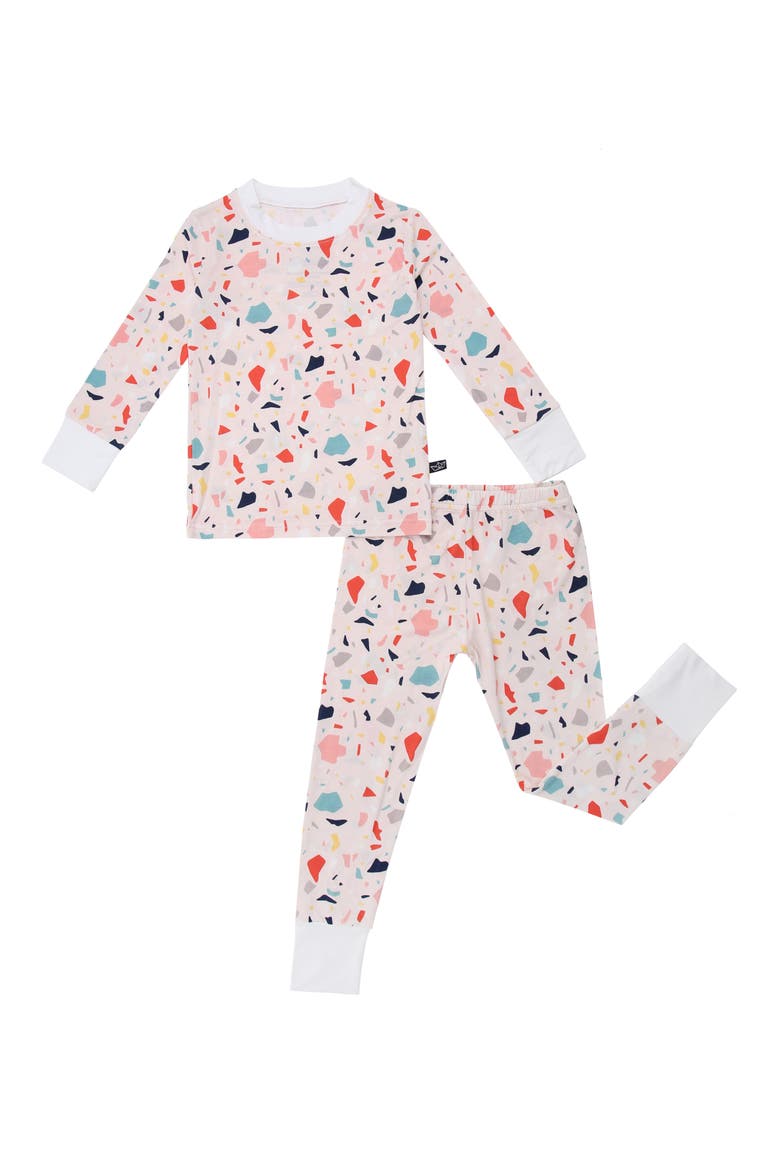 Terrazzo Print Fitted Two-Piece Pajamas, Main, color, PINK