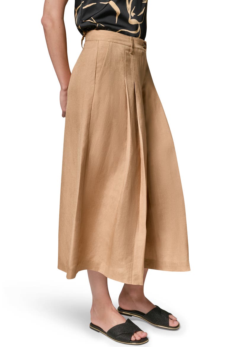 Pleated Crop Linen Blend Pants, Alternate, color, FAWN