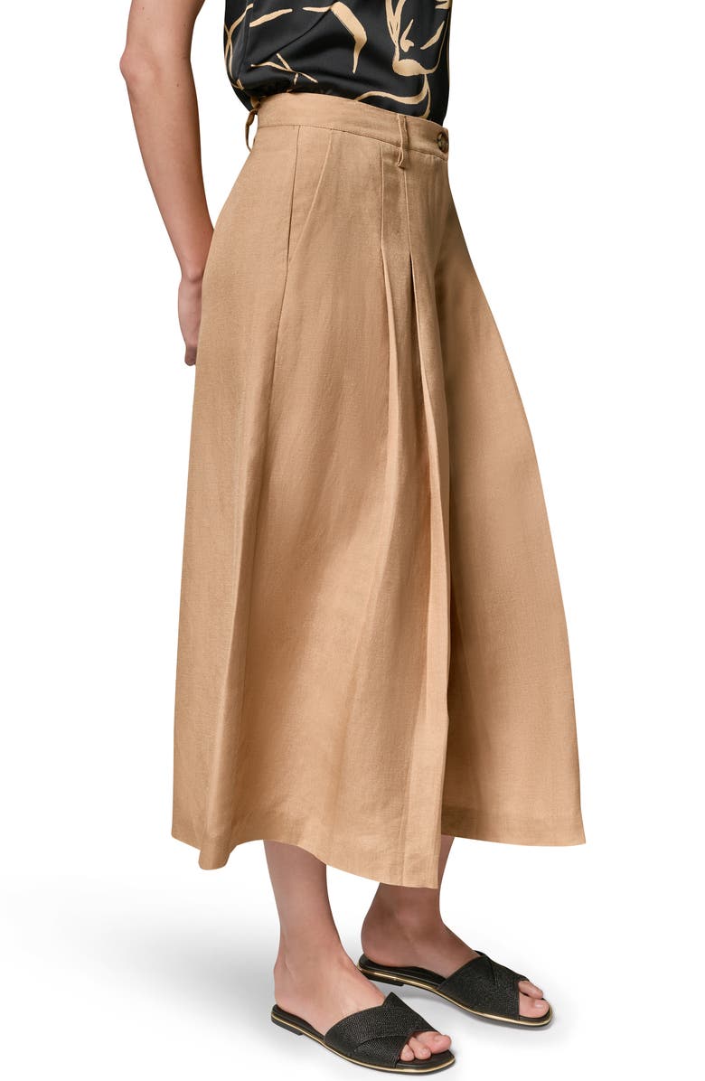 Donna Karan New York Pleated Crop Linen Blend Pants, Alternate, color, Fawn