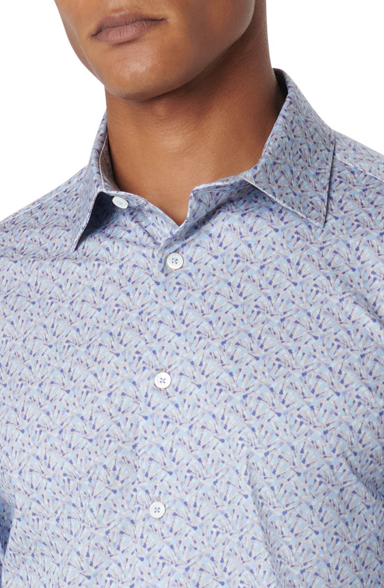 Bugatchi James OoohCotton<sup>®</sup> Geometric Print Button-Up Shirt, Alternate, color, Air Blue
