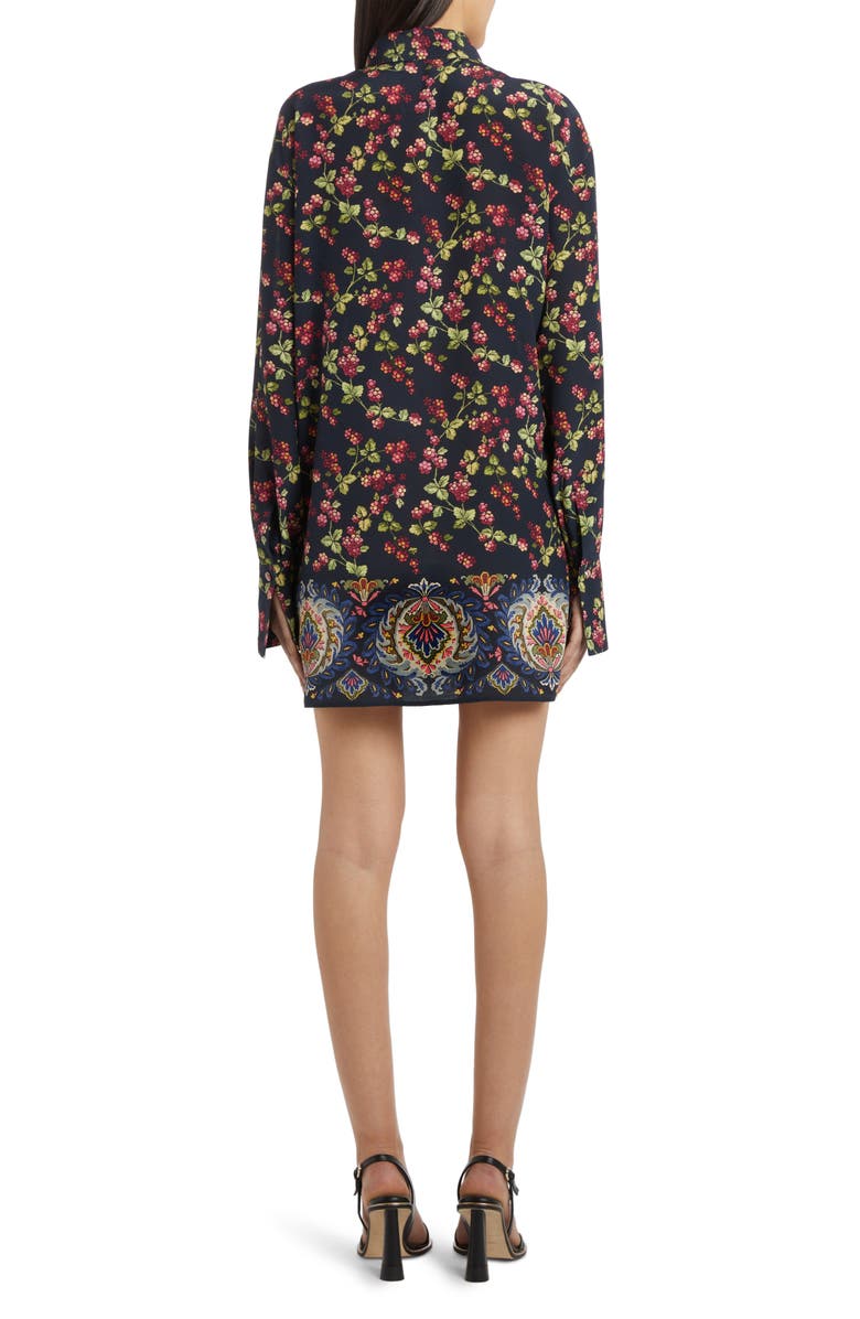 Etro Berry Print Long Sleeve Silk Button-Up Tunic, Alternate, color, 