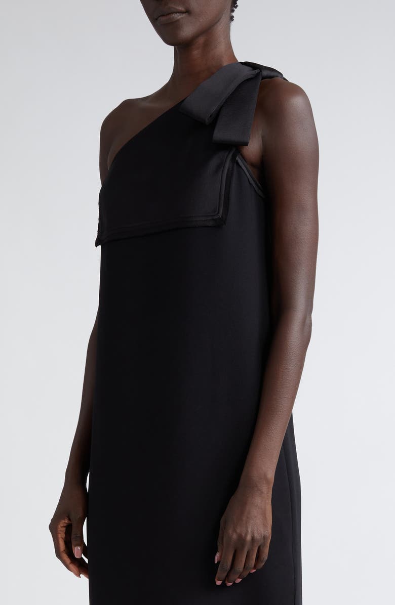 ST. JOHN One-Shoulder Crepe Back Satin Column Gown, Alternate, color, 