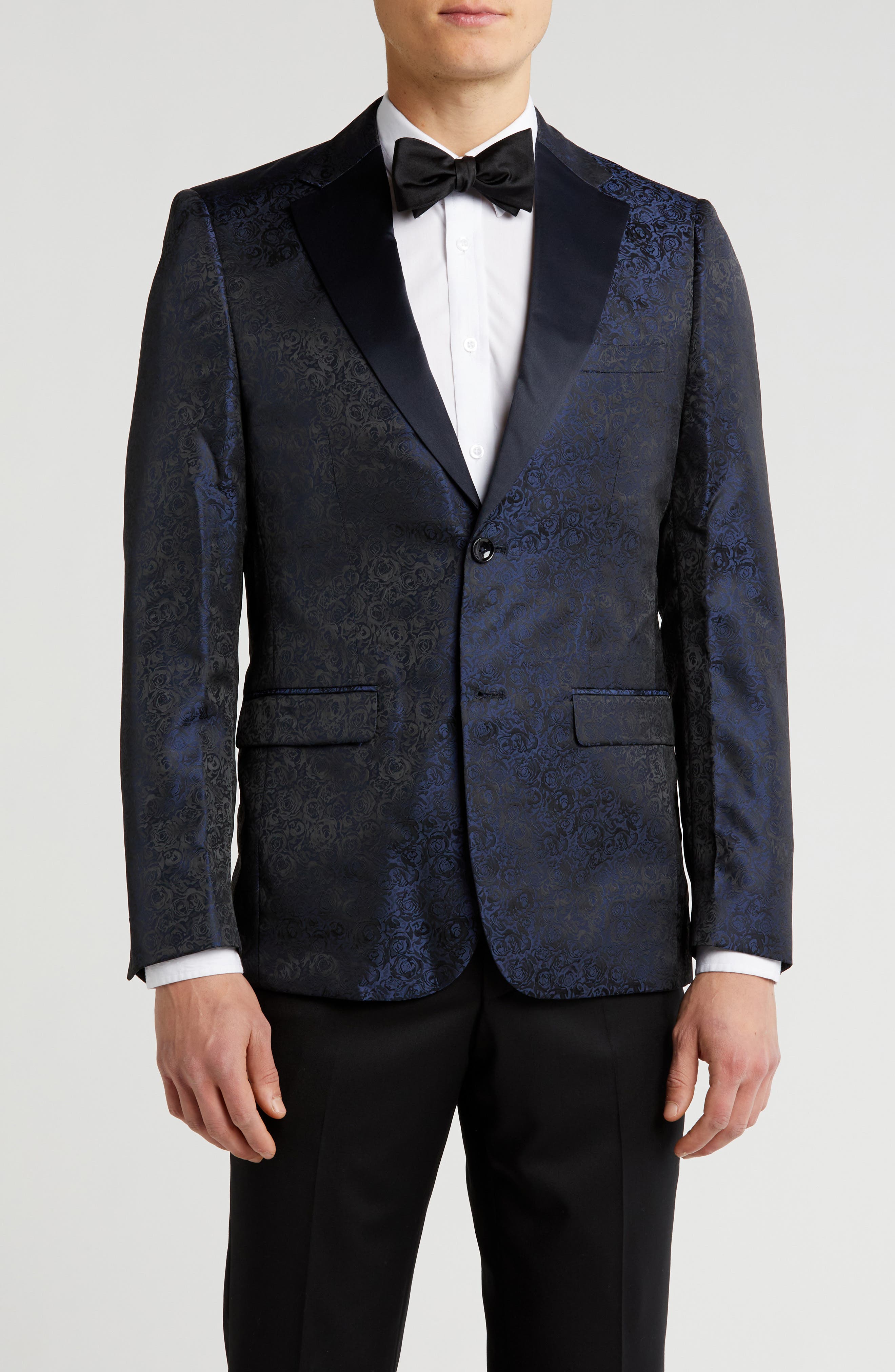 SOUL OF LONDON Floral Satin Notch Lapel Sport Coat
