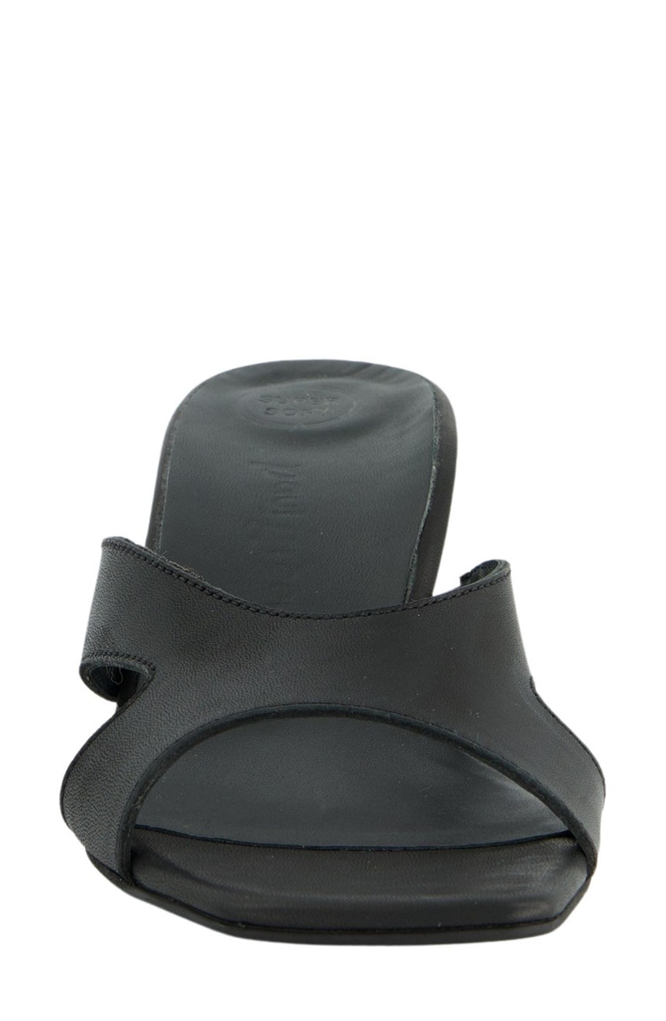 Paul Green Dazzle Kitten Heel Slide Sandal, Alternate, color, Black Leather