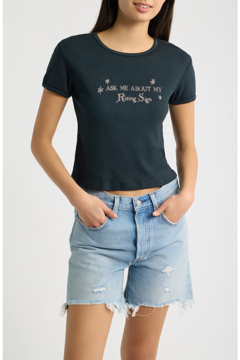 Rising Sign Slim Graphic Ringer Tee, Main, color, VINTAGE BLACK