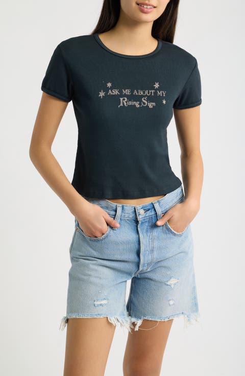 Rising Sign Slim Graphic Ringer Tee