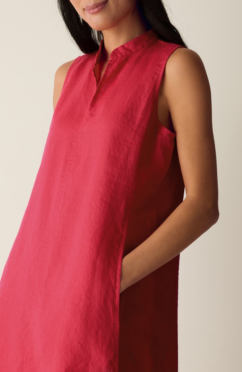 Eileen Fisher Split Neck Organic Linen Shift Dress, Alternate, color, Grenadine