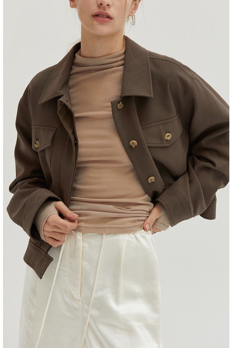 Gabardine Shirt Jacket, Alternate, color, Cacao