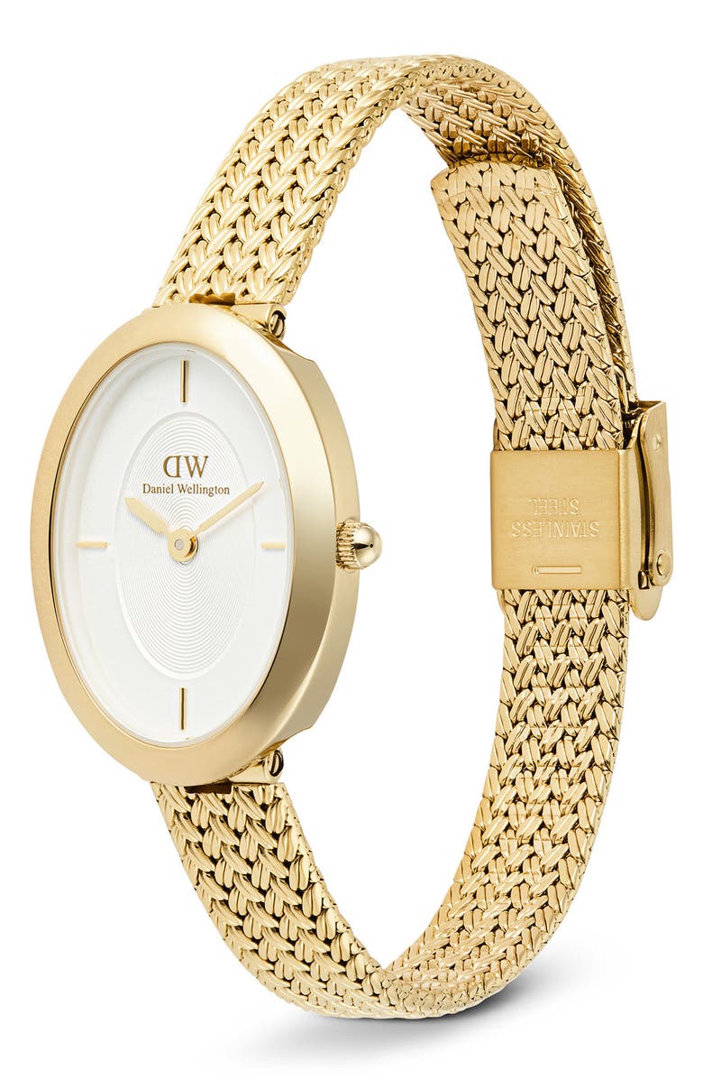Daniel Wellington Juliette Braided Mesh Strap Watch, 20mm x 26mm, Alternate, color, Gold