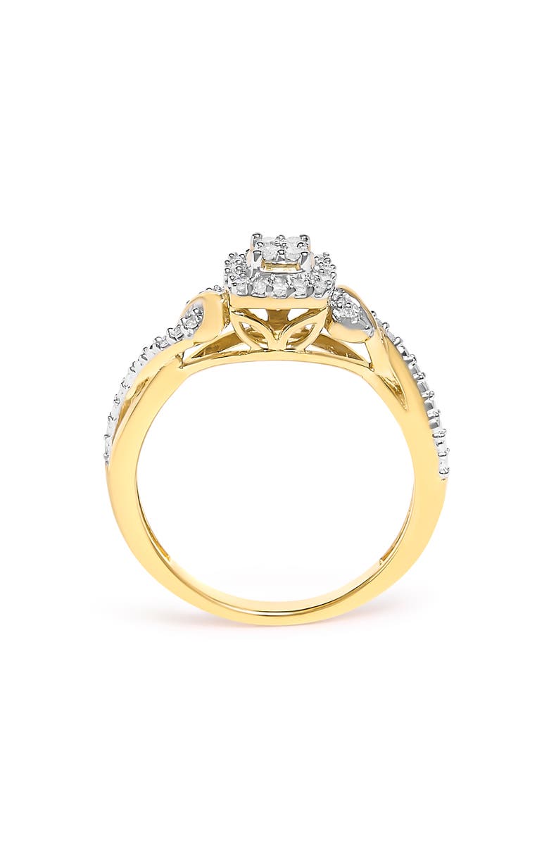 Haus of Brilliance 14K Yellow Gold Plated Silver 1/10 Cttw Diamond Composite Halo Engagement Ring, Alternate, color, Yellow