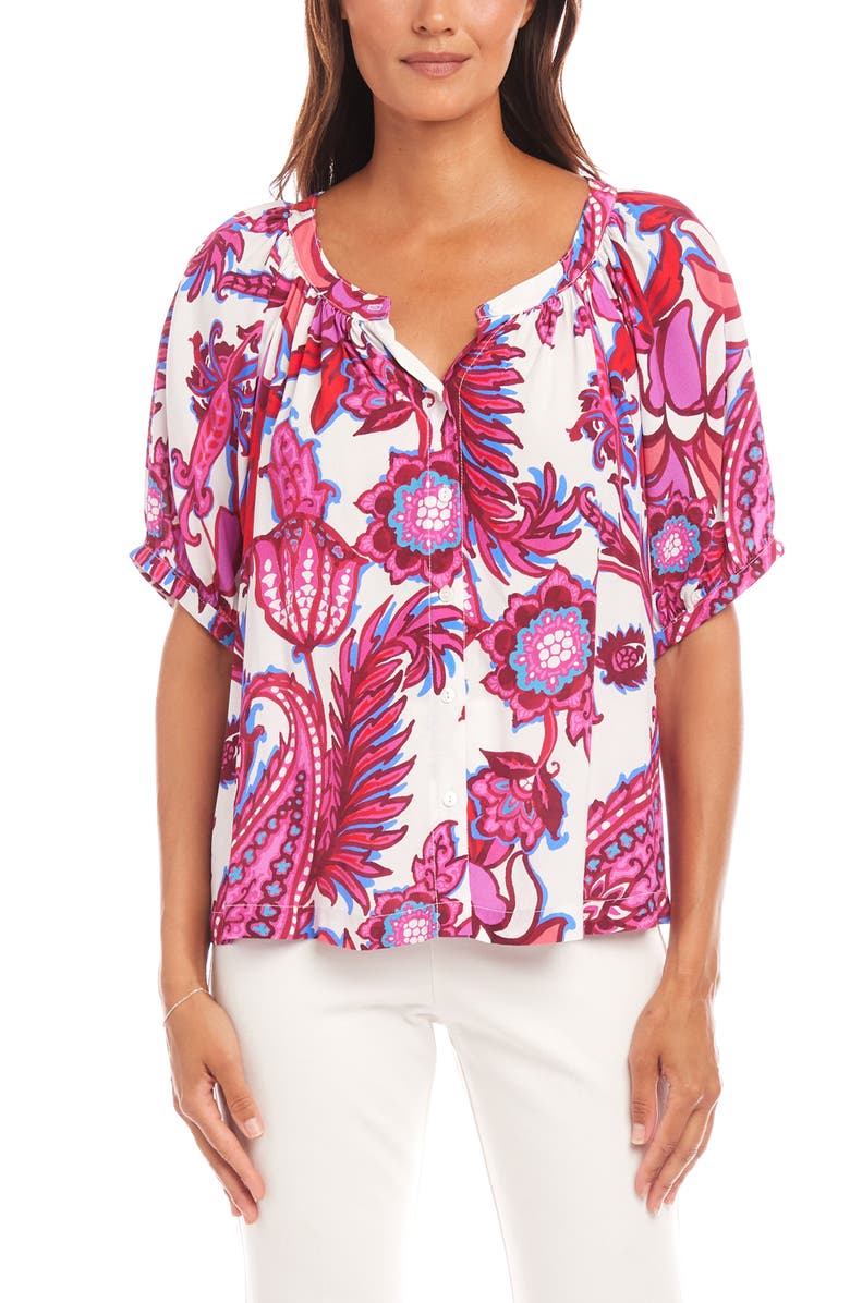 Karen Kane Print Peasant Top, Main, color, Pink Multi
