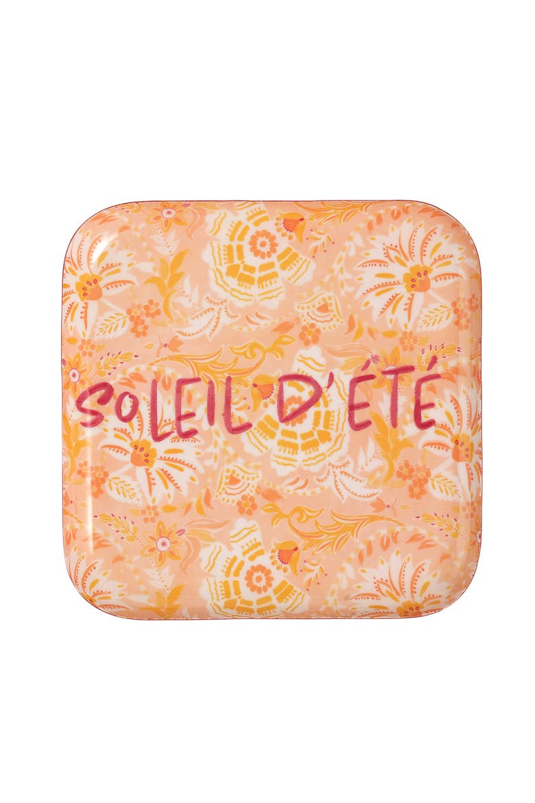 Nanpur Patterned Square Metal Decorative Tray 10X10 In, Main, color, Orange