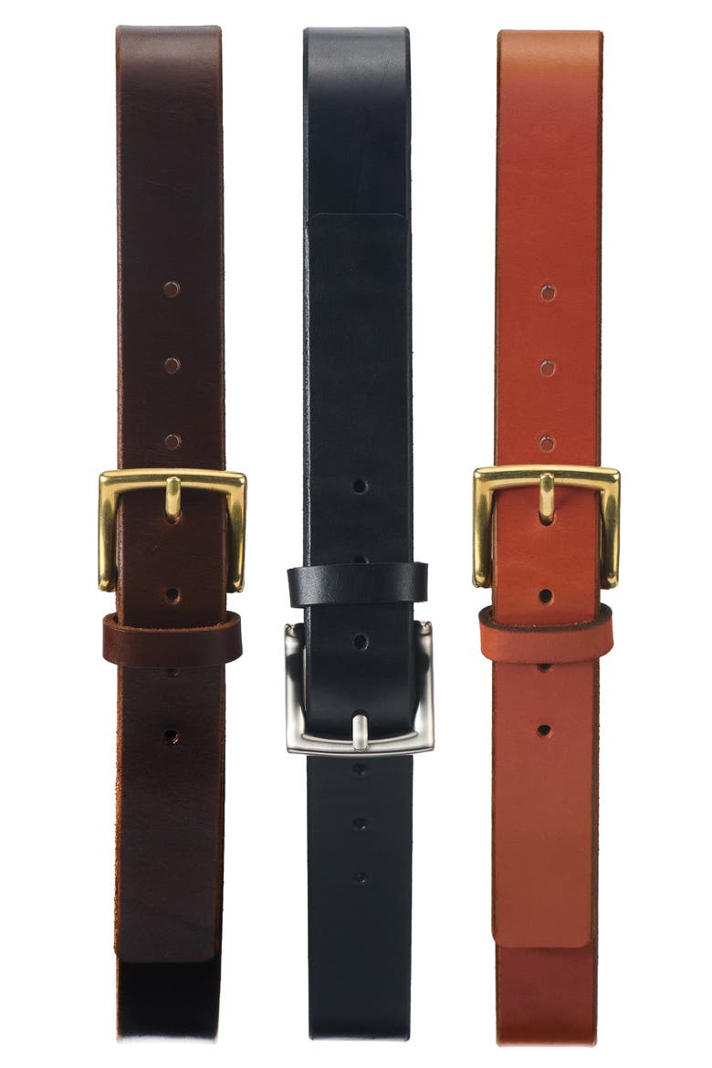 Essential American Made Leather Belt, Alternate, color, Black and Nickel