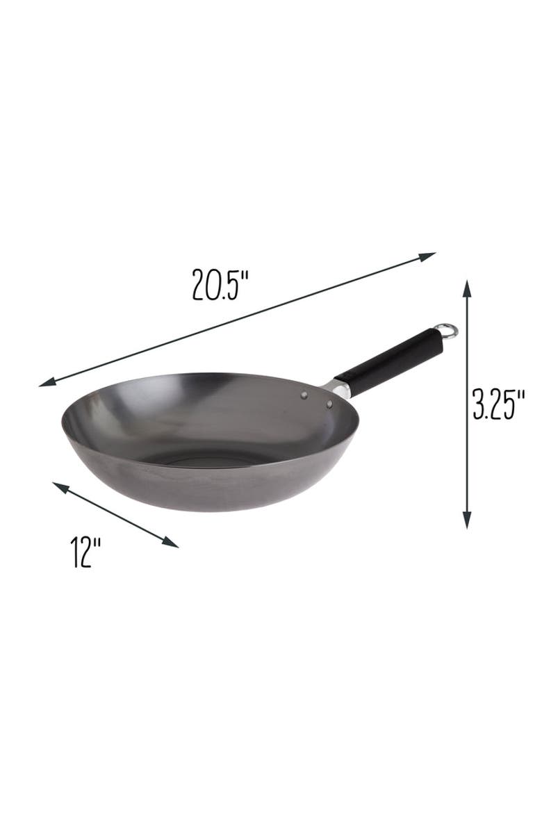 Uncoated Carbon Steel Stir Fry Pan with Phenolic Handle, 12-Inch, Alternate, color, Metallic Silver