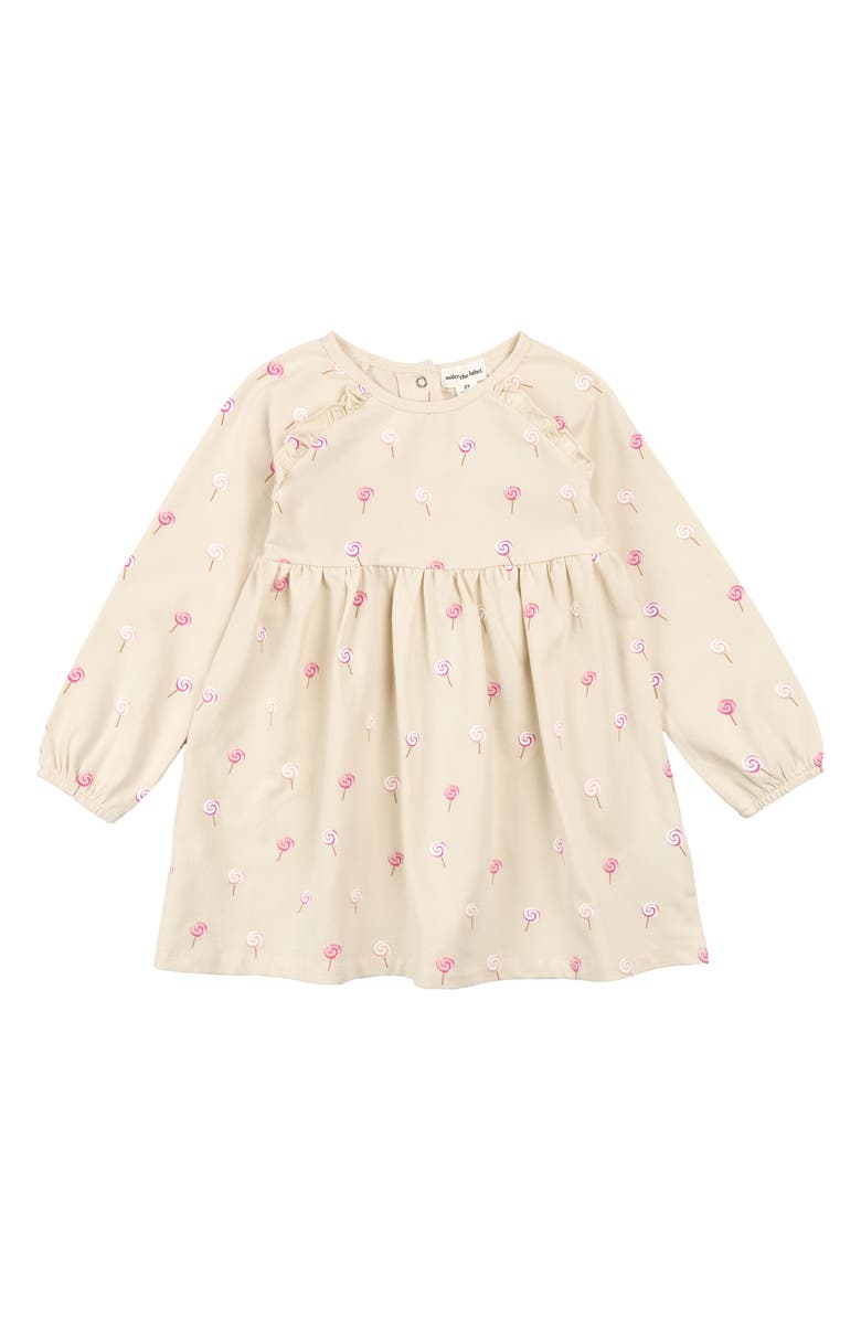 MILES THE LABEL Kids' Long Sleeve Ruffle Dress, Main, color, Beige