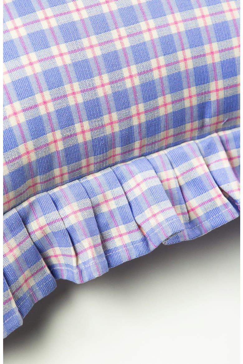 Handwoven Classic Gingham Ruffle Cotton Throw Pillow, Alternate, color, Blue