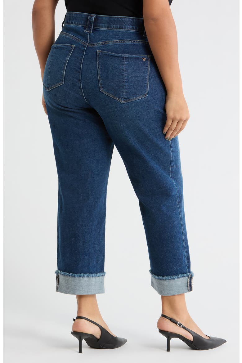 Cuffed High Waist Straight Leg Jeans, Alternate, color, BLUE