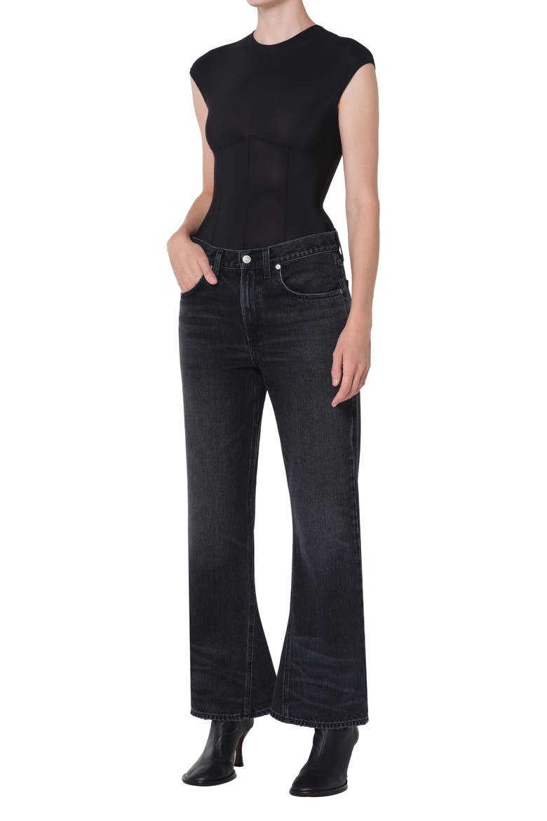 Nadia Cap Sleeve Bodysuit, Alternate, color, BLACK