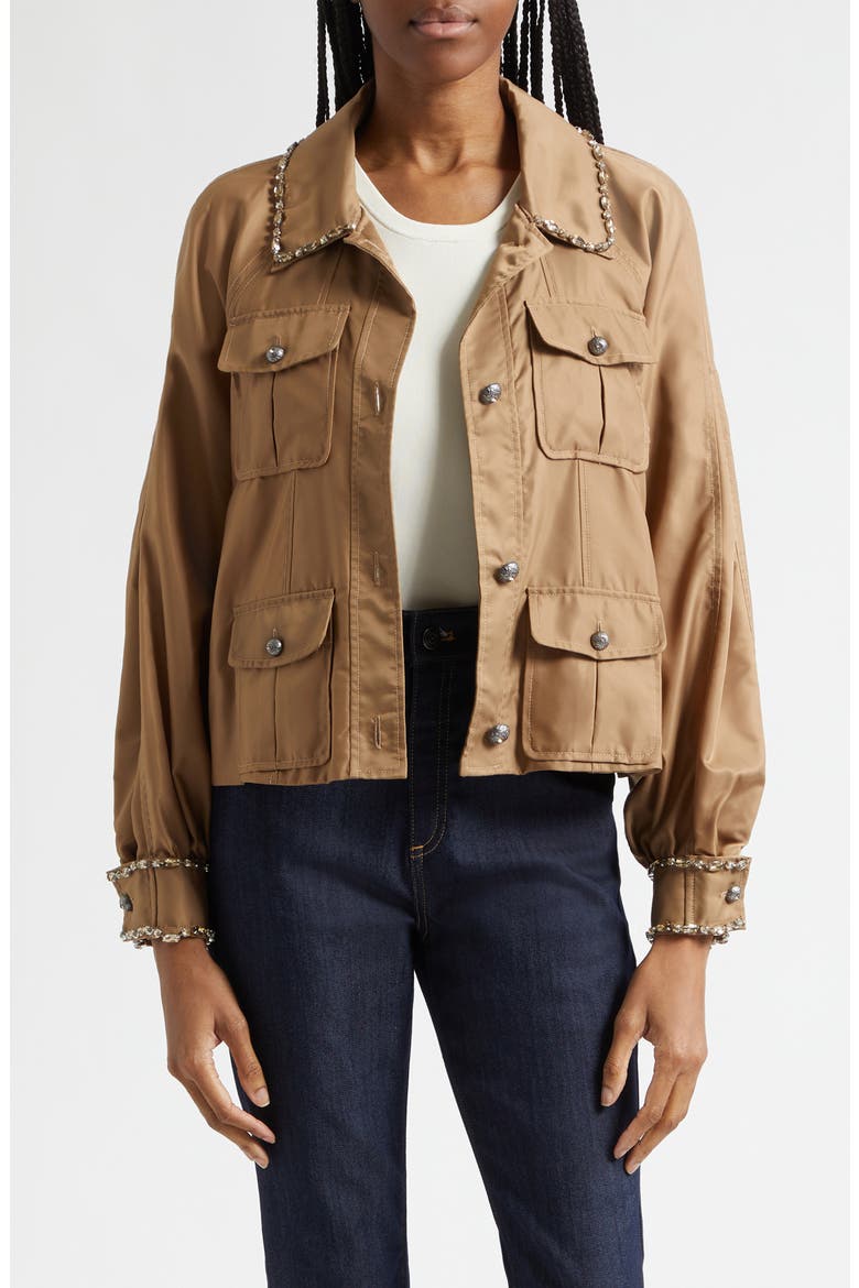 Adami Rhinestone Detail Jacket, Main, color, BROWN SANDSTONE