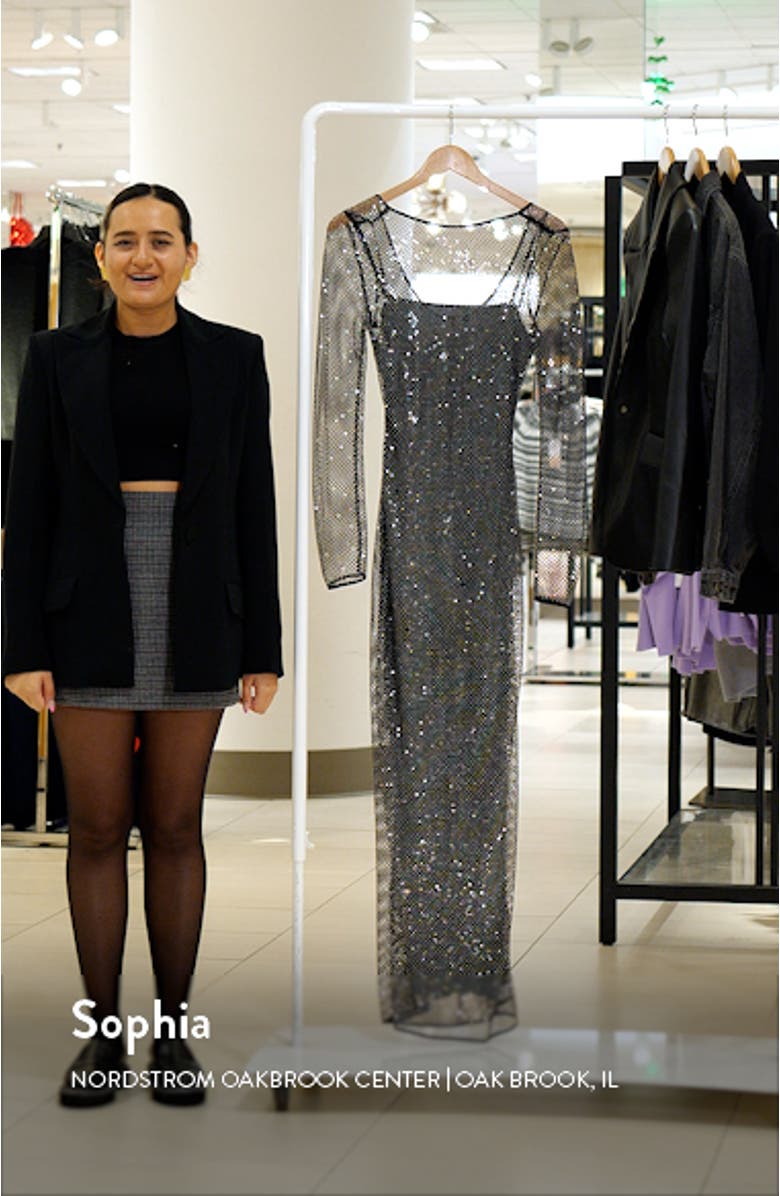 Lulu Long Sleeve Metallic Mesh Dress, sales video thumbnail