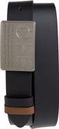 Off-White Logo Plaque Smooth Leather Belt