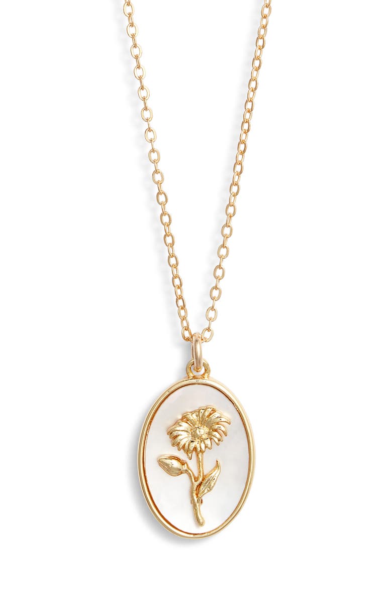 Set & Stones Katrina Birth Flower Pendant Necklace, Main, color, Gold / April - Daisy