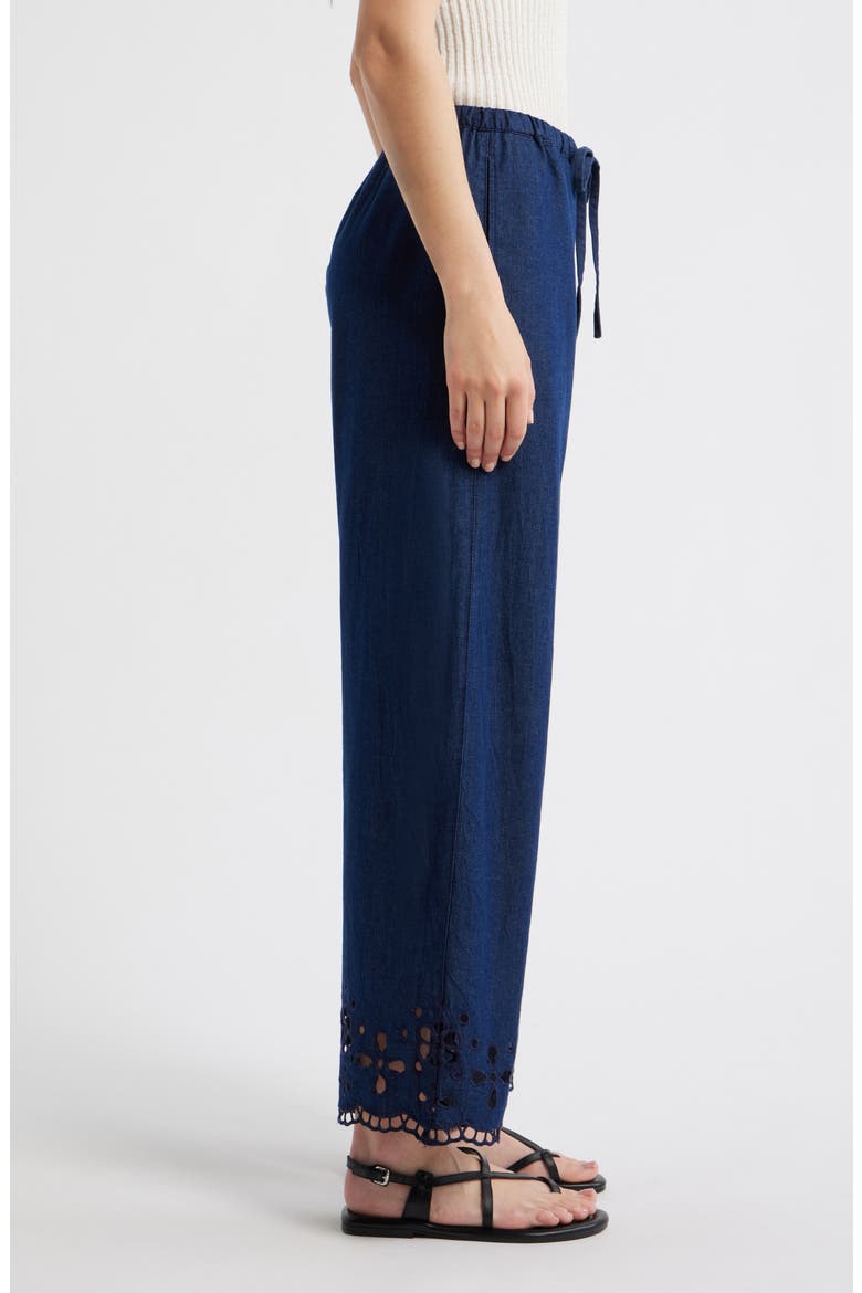 Eyelet Denim Pull-On Pants, Alternate, color, MARFIELD WASH