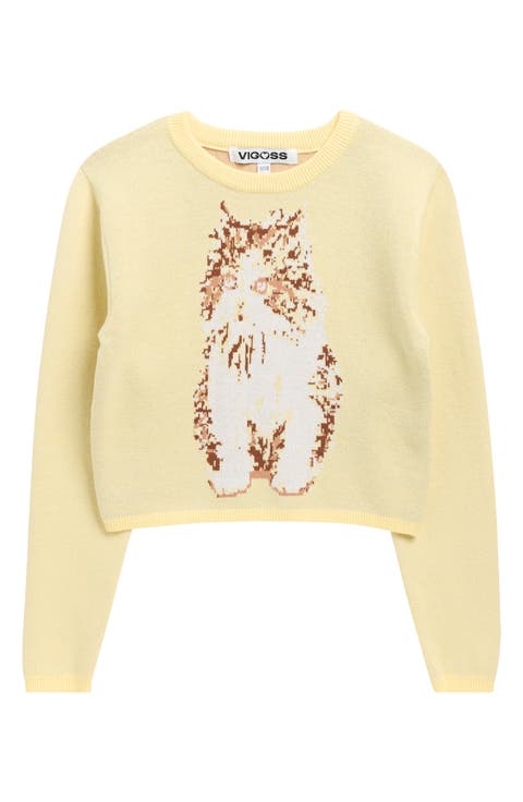 Kids' Mossy Cat Jacquard Sweater (Big Kid)